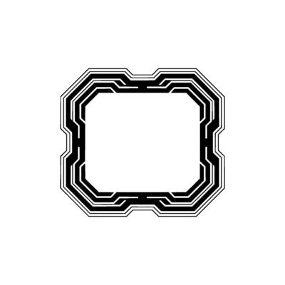 Futuristic Tech Frame Black Geometric Border on Light Background