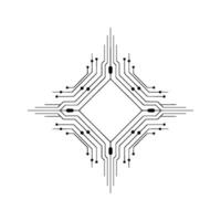 Minimalist Circuit Board With Rhombus Core, Digital Illustration vector