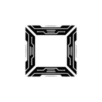 Futuristic Circuit Frame , Square, Tech , Black and White vector