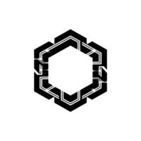 Geometric Hexagon Emblem With Futuristic Sparkles, Abstract vector
