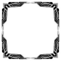 Futuristic Tech Frame Element Square Black and White Border vector