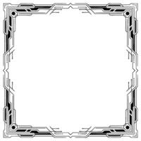 Art Deco Tech Frame Black Lines on White Background vector