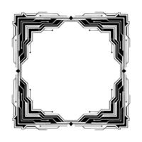 Abstract Circuit Frame Tech Aesthetic, Clean, Geometric, Decorative Border. vector