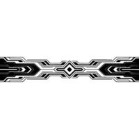 Abstract Tech Border Element, Futuristic Line Art, Black White vector