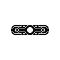 Minimalist Circuit Board , Tech Concept on White, Modern vector