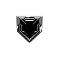 Futuristic Cyberpunk Tech Shield on White vector