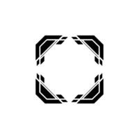 Modern Geometric Frame Abstract Black Shapes on White, Minimalist vector