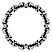 Art Deco Circle Frame Geometric Border With Empty Center, Black White vector