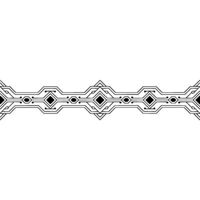 Abstract Tech Border , Minimalist Geometric Pattern, Black White