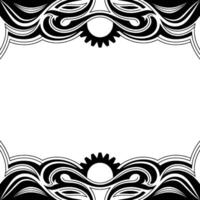 Elegant Black and White Frame With Ornamental Gears and Abstract Swirls vector