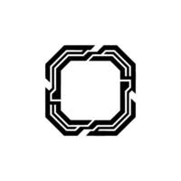 Geometric Minimalist Abstract Black Square Frame on White vector