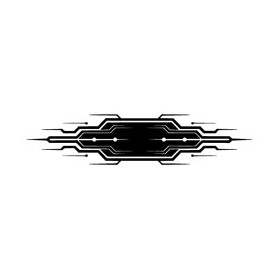 Futuristic Tech Element Black Circuit Board on White Background