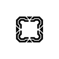 Minimalist Tech Black Geometric Square Frame on White vector