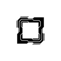 Futuristic Interface Square Black White Digital Frame vector