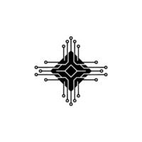 Abstract Electronic Circuitry Diagram in Black and White vector