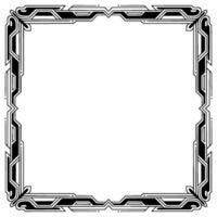 Art Deco Square Frame With Rays, Monochromatic vector