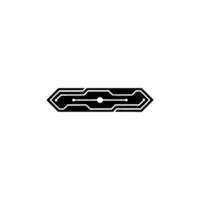 Minimalist Tech Black Circuit Board Element on White Background vector