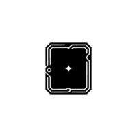 Modern Tech Geometric Black Square With Star, Minimalist vector
