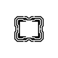 Tech Frame Minimalist Black Circuit Board Border, White Background vector