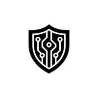 Cyber Security Shield Circuit Board on White vector