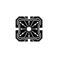 Circuit Board in Minimalist Style on White Background vector