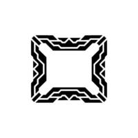Geometric Tech Frame, Black and White Abstract Digital vector