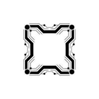 Abstract Circuitry Frame Modern Black and White Technology vector