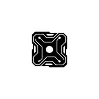 Futuristic Tech Square Glowing Core in Geometric vector