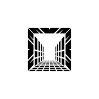 Abstract Geometric Perspective Tunnel Black and White vector