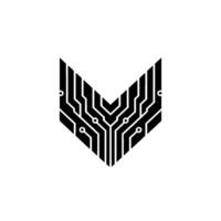 Abstract Circuit Board Minimalist Technology in Black White vector