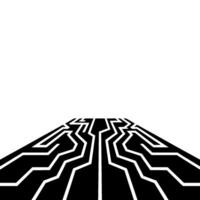 Abstract Circuit Board in Perspective Black and White vector