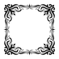 Elegant Decorative Frame Black Floral Scrollwork on White vector