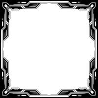 Futuristic Tech Frame Silver and Black Decorative Border, Square vector
