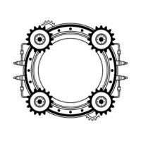 Steampunk Mechanical Frame Gears and Pipe Details, Minimalist vector