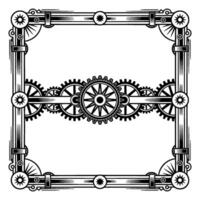Steampunk Frame Illustration Gears Retro Decorative Border vector