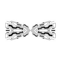 Abstract Circuitry Symmetry Minimalist Tech on White Background vector