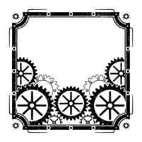 Steampunk Gear Frame With Grunge Texture Mechanical Element vector