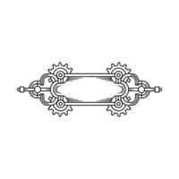 Steampunk Frame, Line Art, Gears and Pipes, Blank Space for Text vector