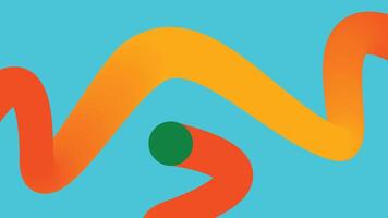 Smooth Abstract Orange Ribbons on Cyan Background vector