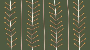 Botanical Line Stems on Green Background vector