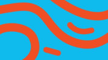Red Flowing Curves on Bright Blue Abstract vector
