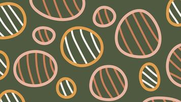 Striped Circle Doodles on Deep Green Background vector