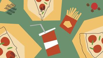 Pizza Slice and Fries Background vector
