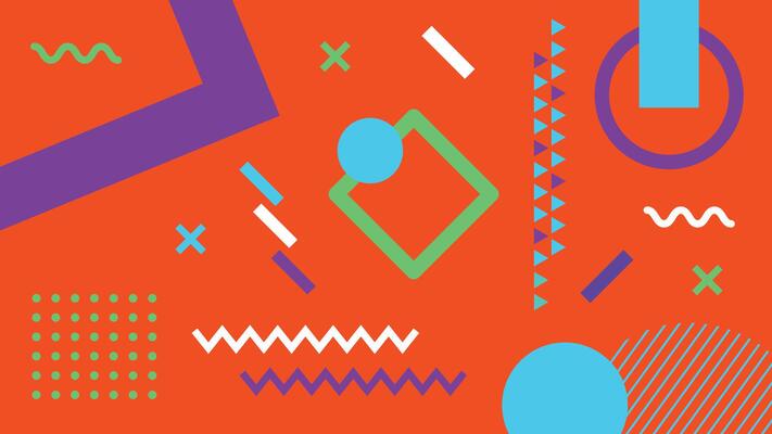 Playful Shapes on Orange Background