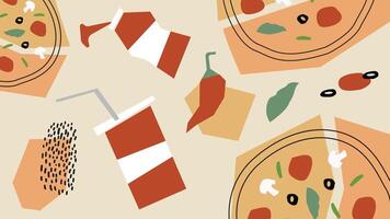 Pizza and Chili Pepper Background vector