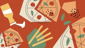 Pizza Wedges and Toppings Background vector