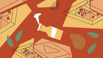 Pizza Boxes and Sauce Background vector