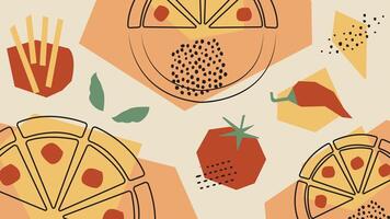 Pizza and Tomato Elements Background vector
