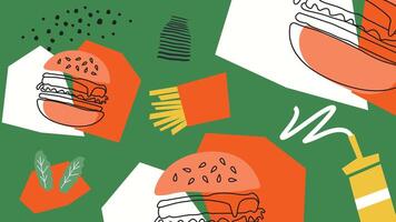 Grilled Burger and Fries vector