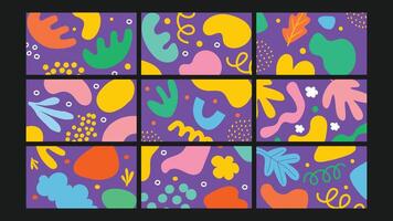 Retro Bright Abstract Design Background Set vector
